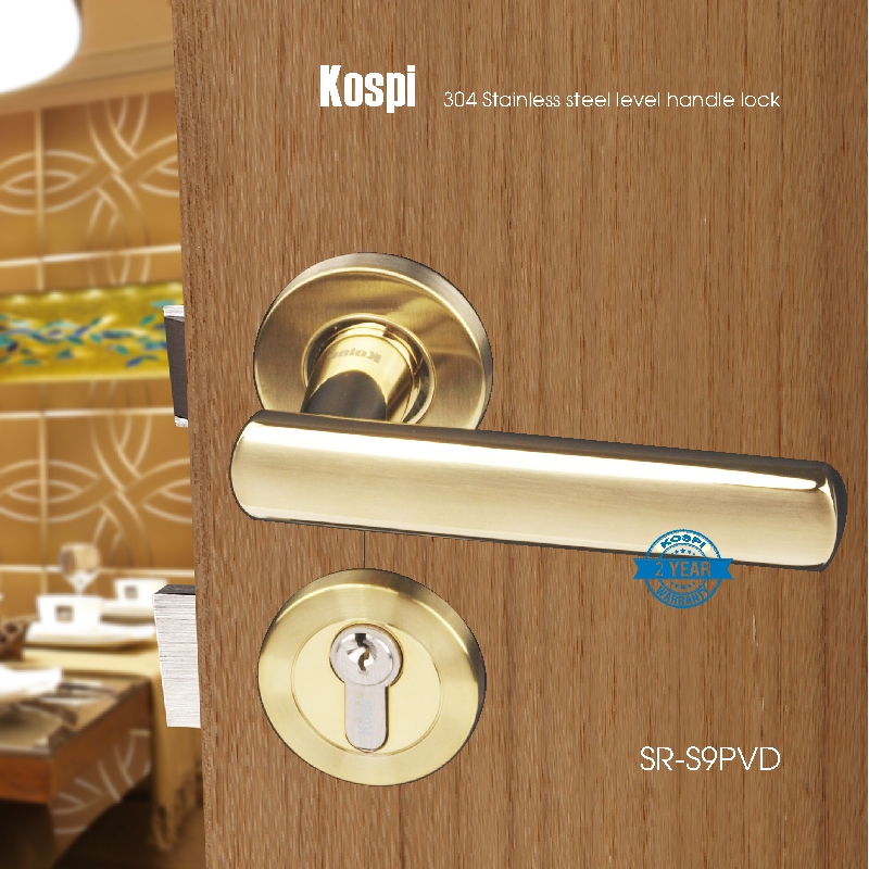 Khóa cửa tay gạt EURO style hiệu Kospi SR-S9 GOLD